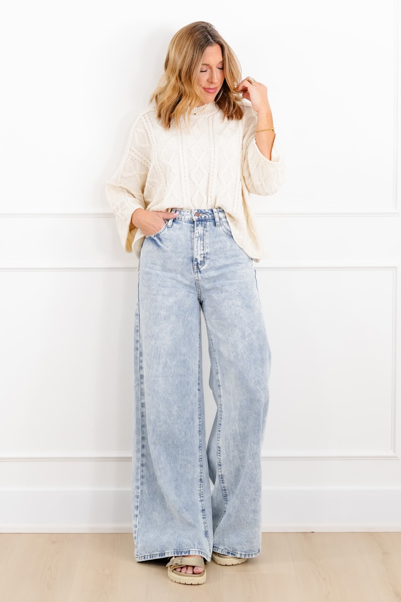 Pattern Knit Long Sleeve Pullover Sweater