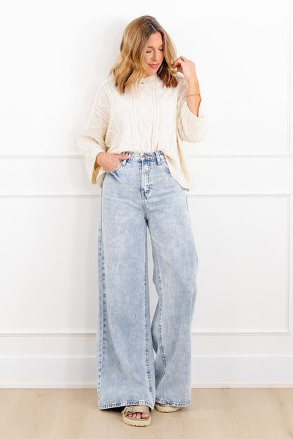 Pattern Knit Long Sleeve Pullover Sweater