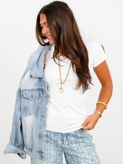 Restock! Door Buster! Plus/Reg Solid Basic Short Sleeve Round Neck Top