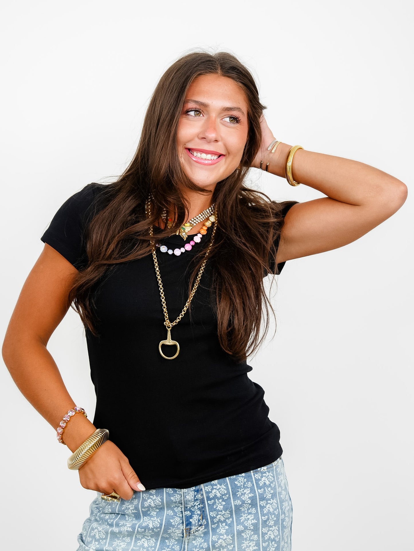 Restock! Door Buster! Plus/Reg Solid Basic Short Sleeve Round Neck Top