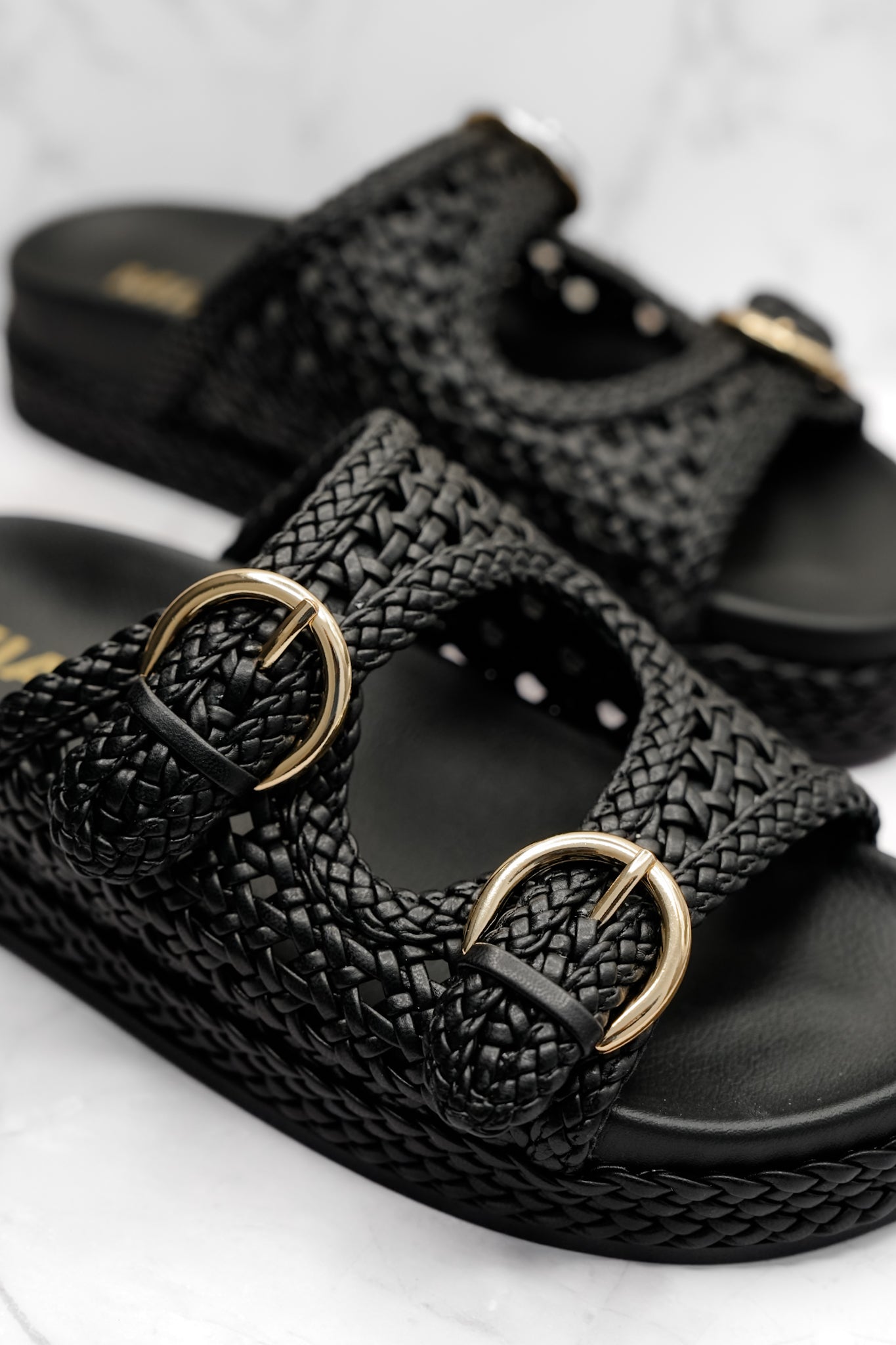 MIA Woven Vegan Leather Adjustable Straps Slide