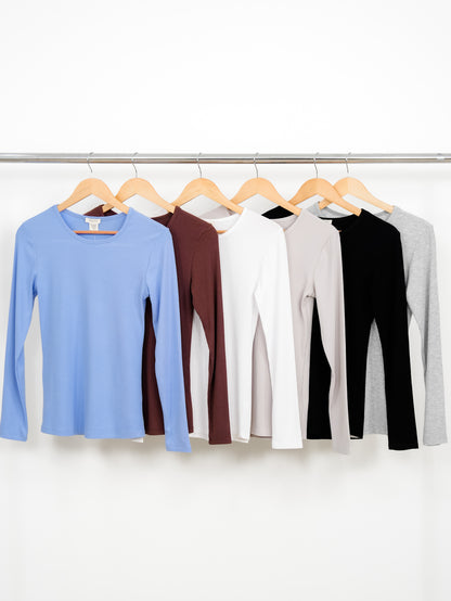 Restock! Door Buster! Plus/Reg Ribbed Knit Long Sleeve Crew Neck Top