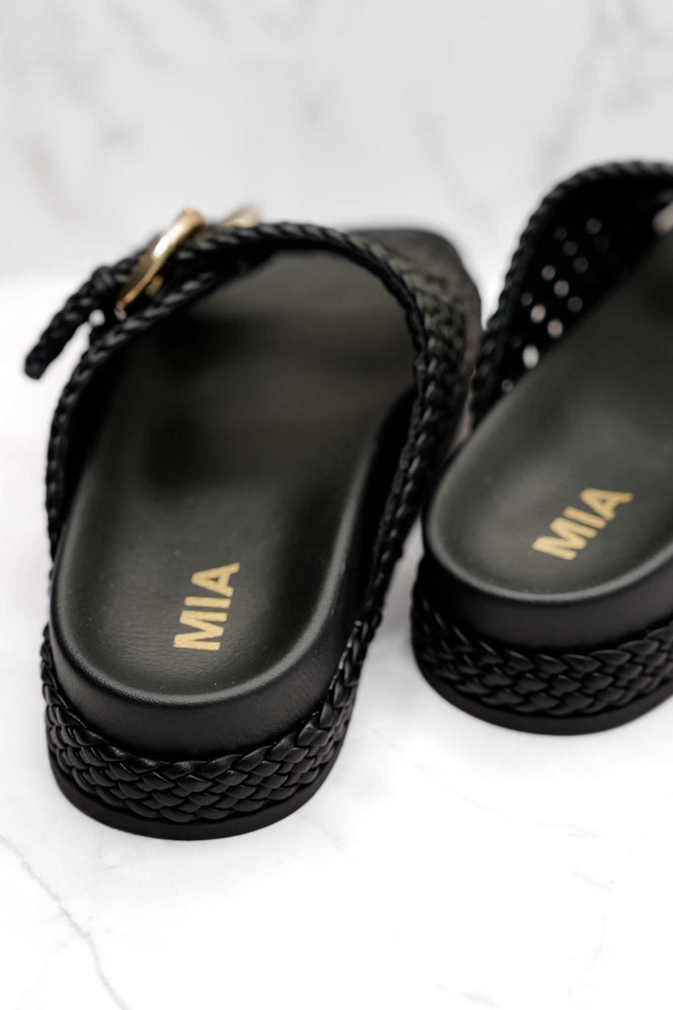 MIA Woven Vegan Leather Adjustable Straps Slide