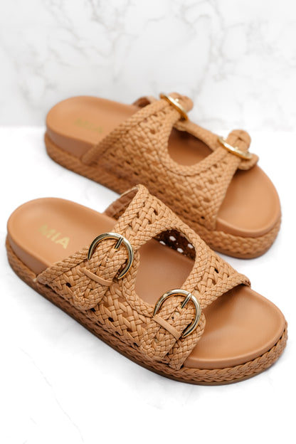 MIA Woven Vegan Leather Adjustable Straps Slide