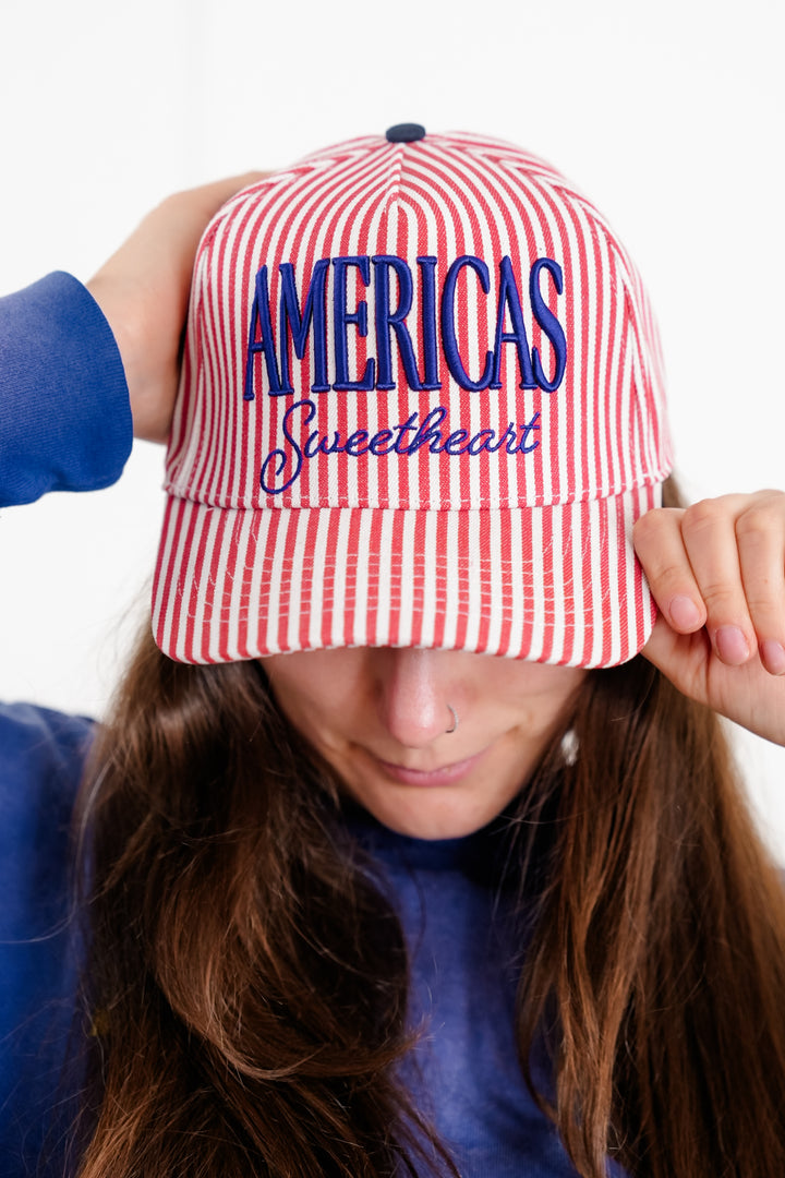America's Sweetheart Striped Trucker Hat
