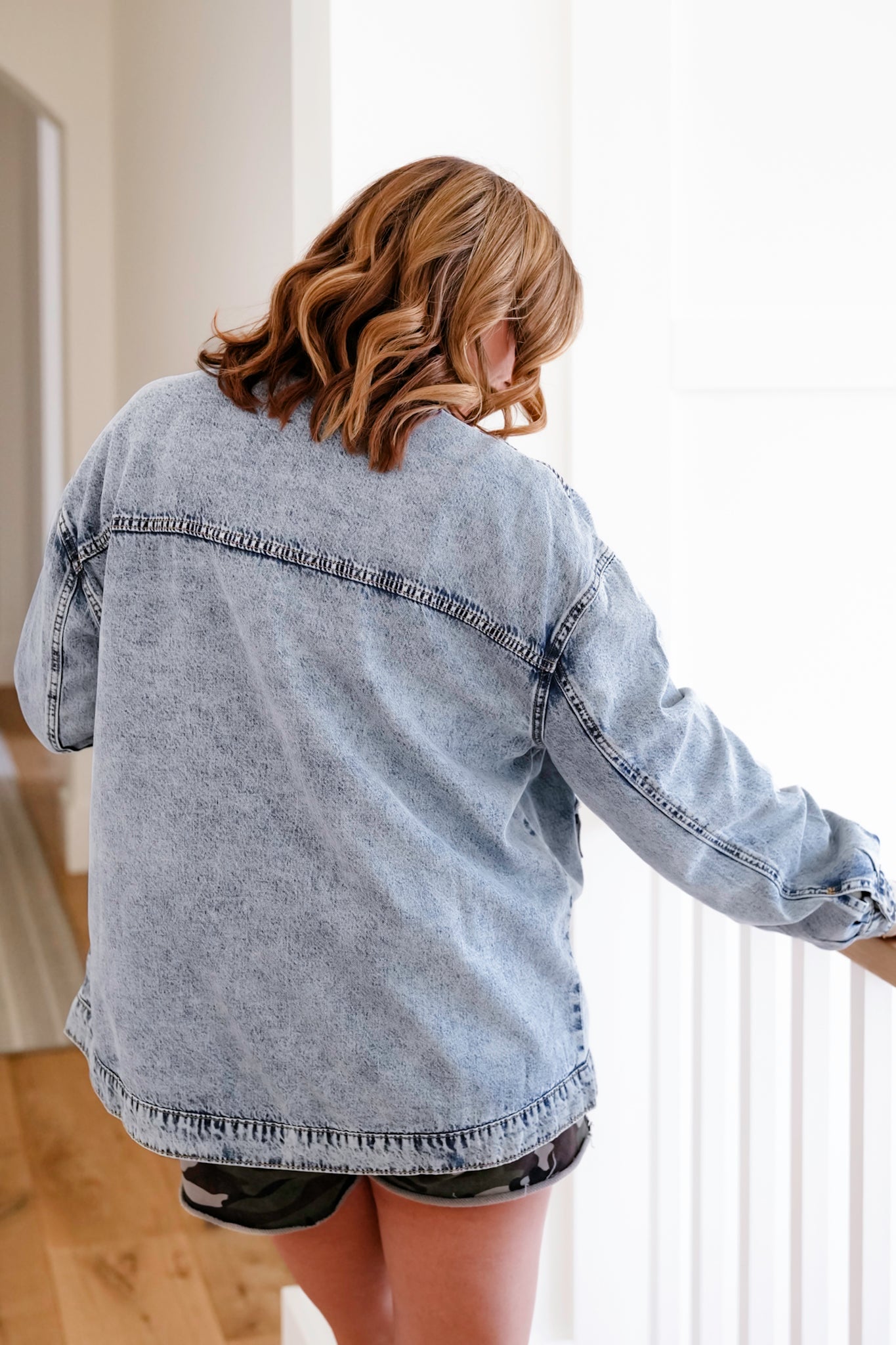 Mineral Wash Long Sleeve Button Down Shacket