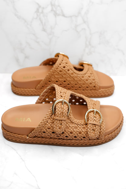 MIA Woven Vegan Leather Adjustable Straps Slide