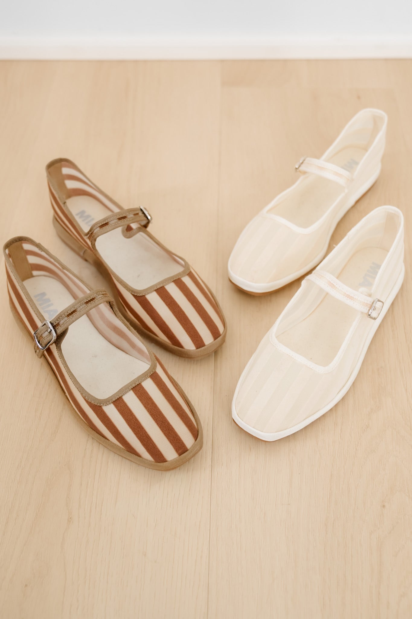 MIA Striped Canvas Mary Jane Flat with Buckle Strap