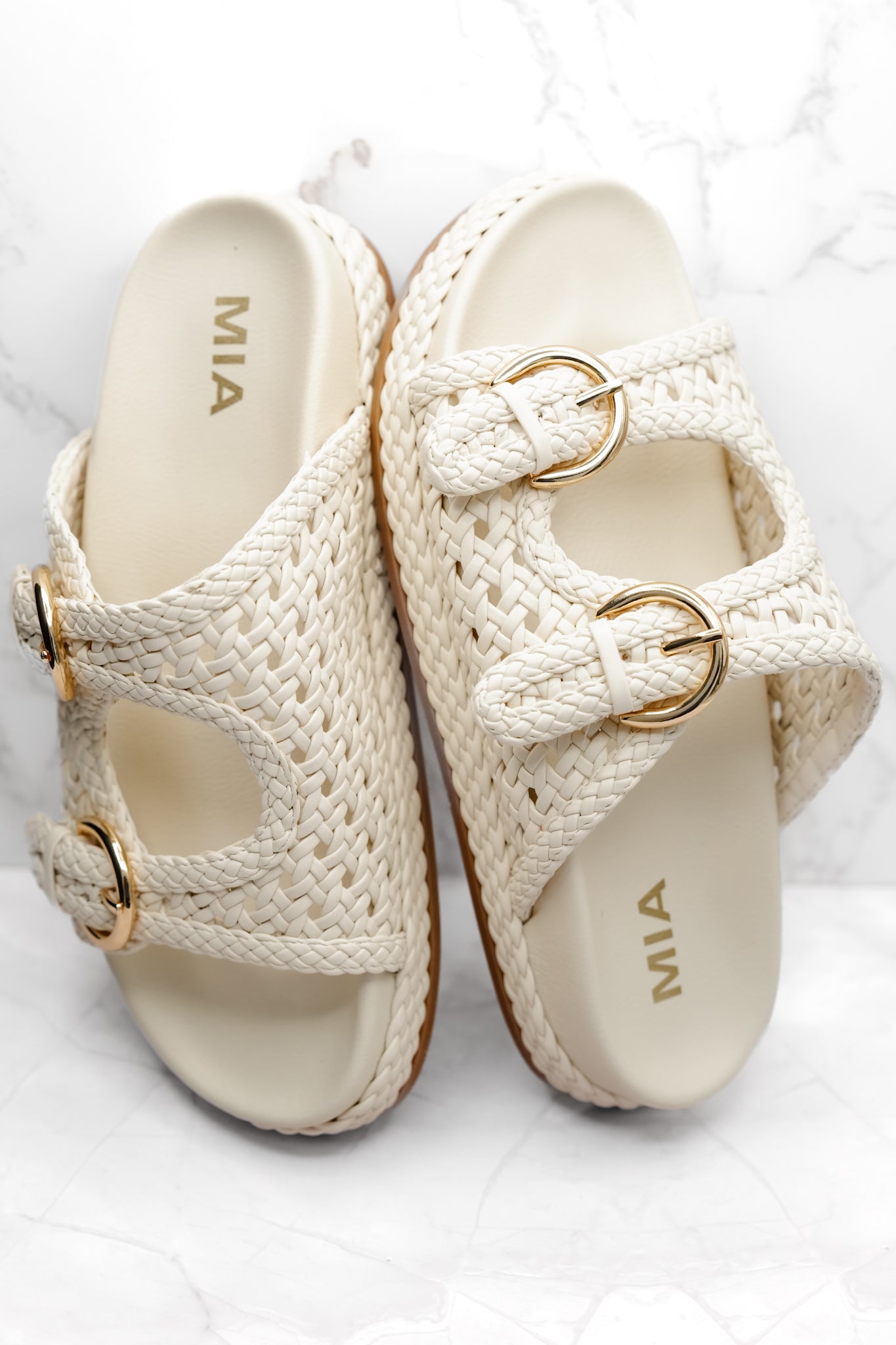 MIA Woven Vegan Leather Adjustable Straps Slide