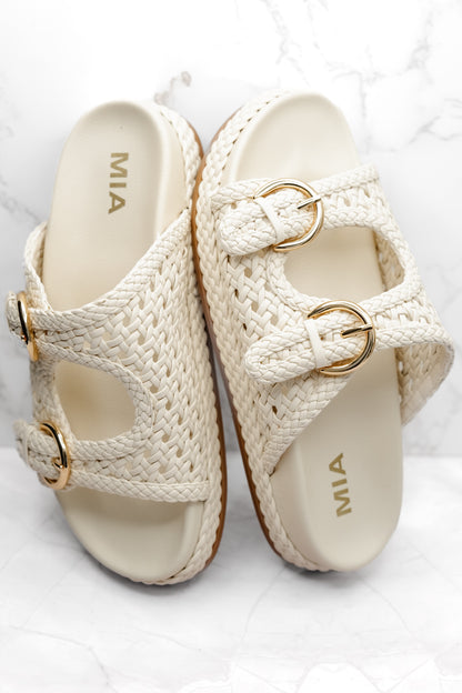MIA Woven Vegan Leather Adjustable Straps Slide