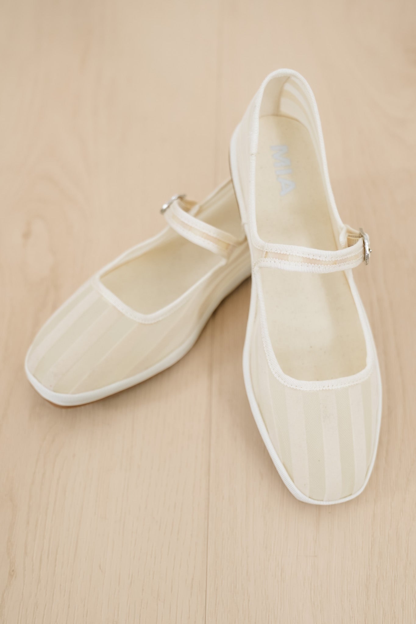 MIA Striped Canvas Mary Jane Flat with Buckle Strap