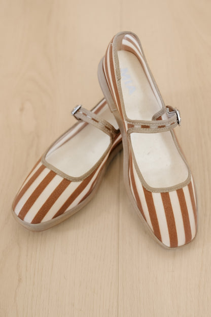 MIA Striped Canvas Mary Jane Flat with Buckle Strap