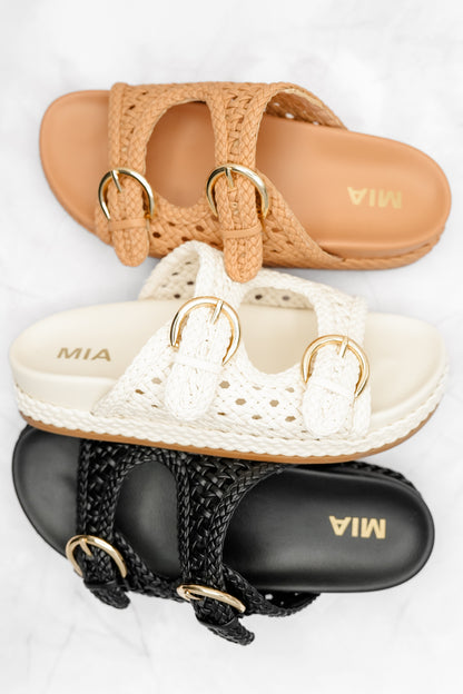 MIA Woven Vegan Leather Adjustable Straps Slide