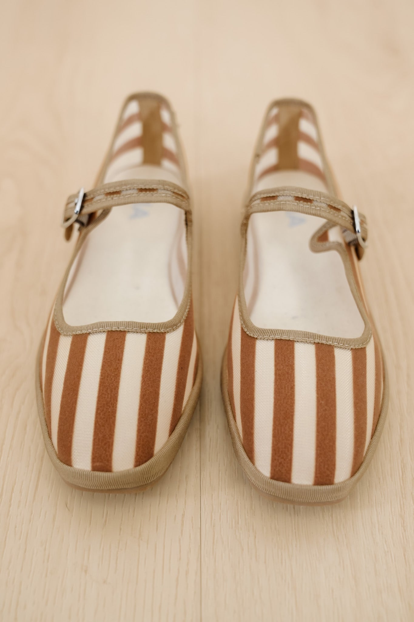MIA Striped Canvas Mary Jane Flat with Buckle Strap