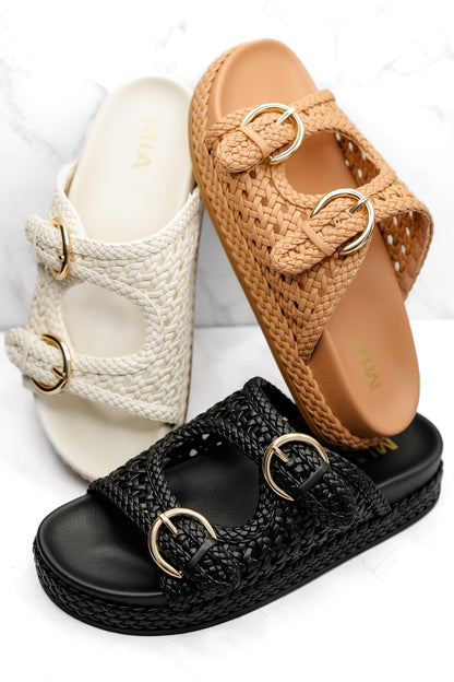 MIA Woven Vegan Leather Adjustable Straps Slide