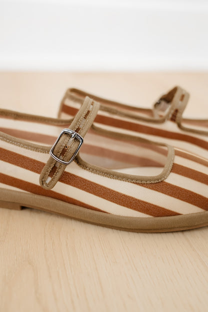 MIA Striped Canvas Mary Jane Flat with Buckle Strap
