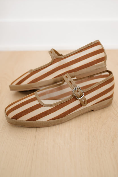 MIA Striped Canvas Mary Jane Flat with Buckle Strap