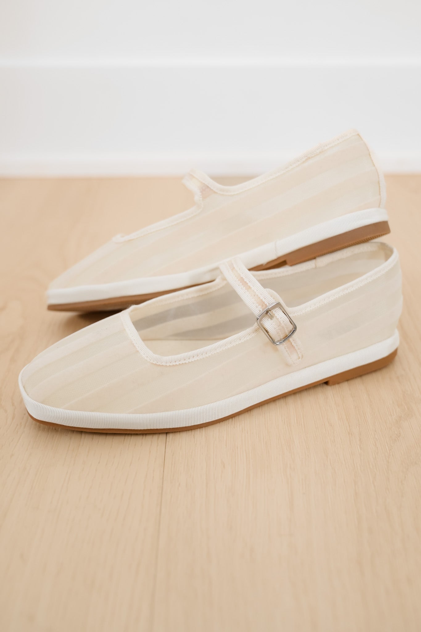 MIA Striped Canvas Mary Jane Flat with Buckle Strap