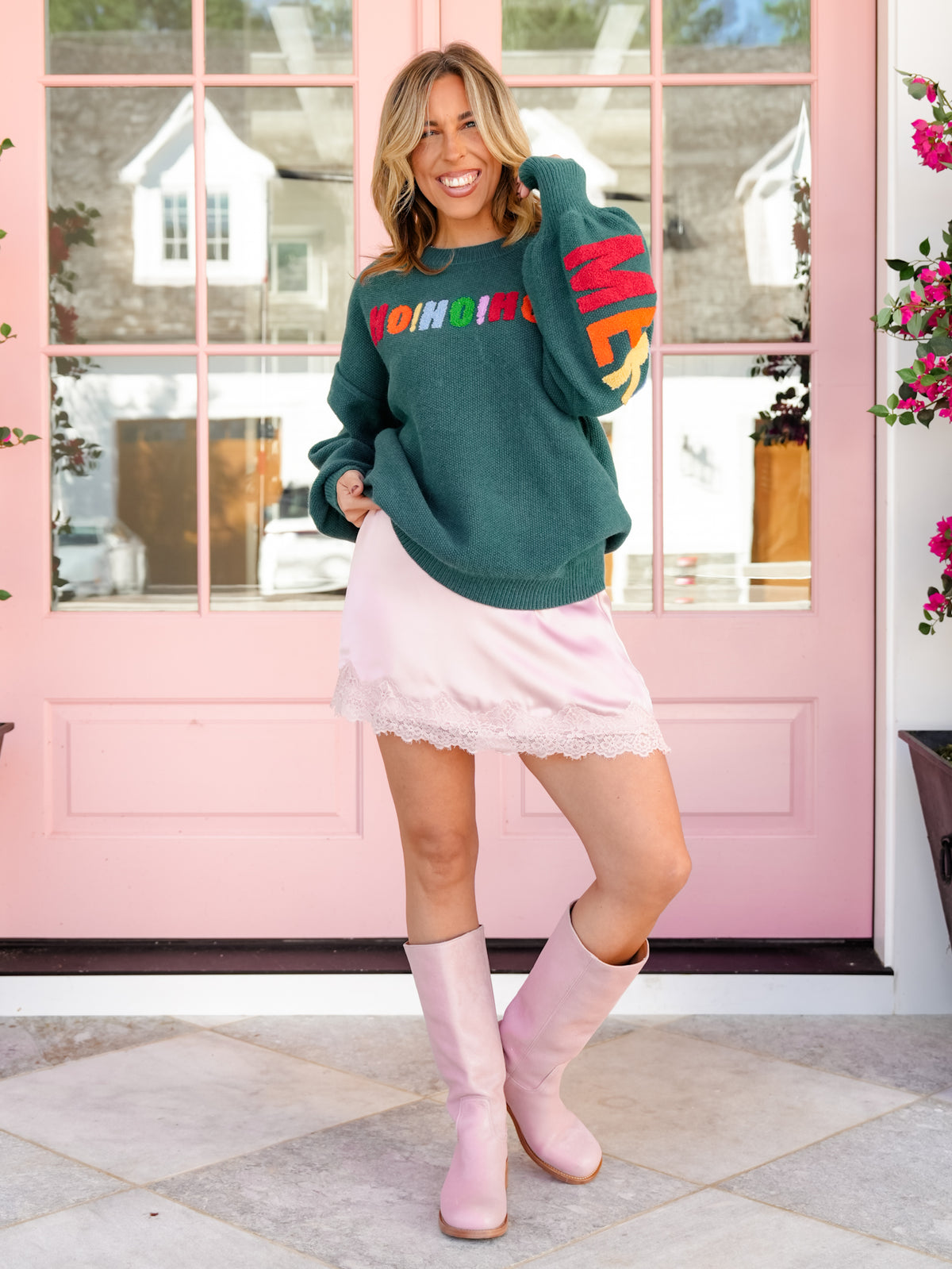 Long Sleeve "Ho Ho Ho, Merry Christmas" Pullover Sweater