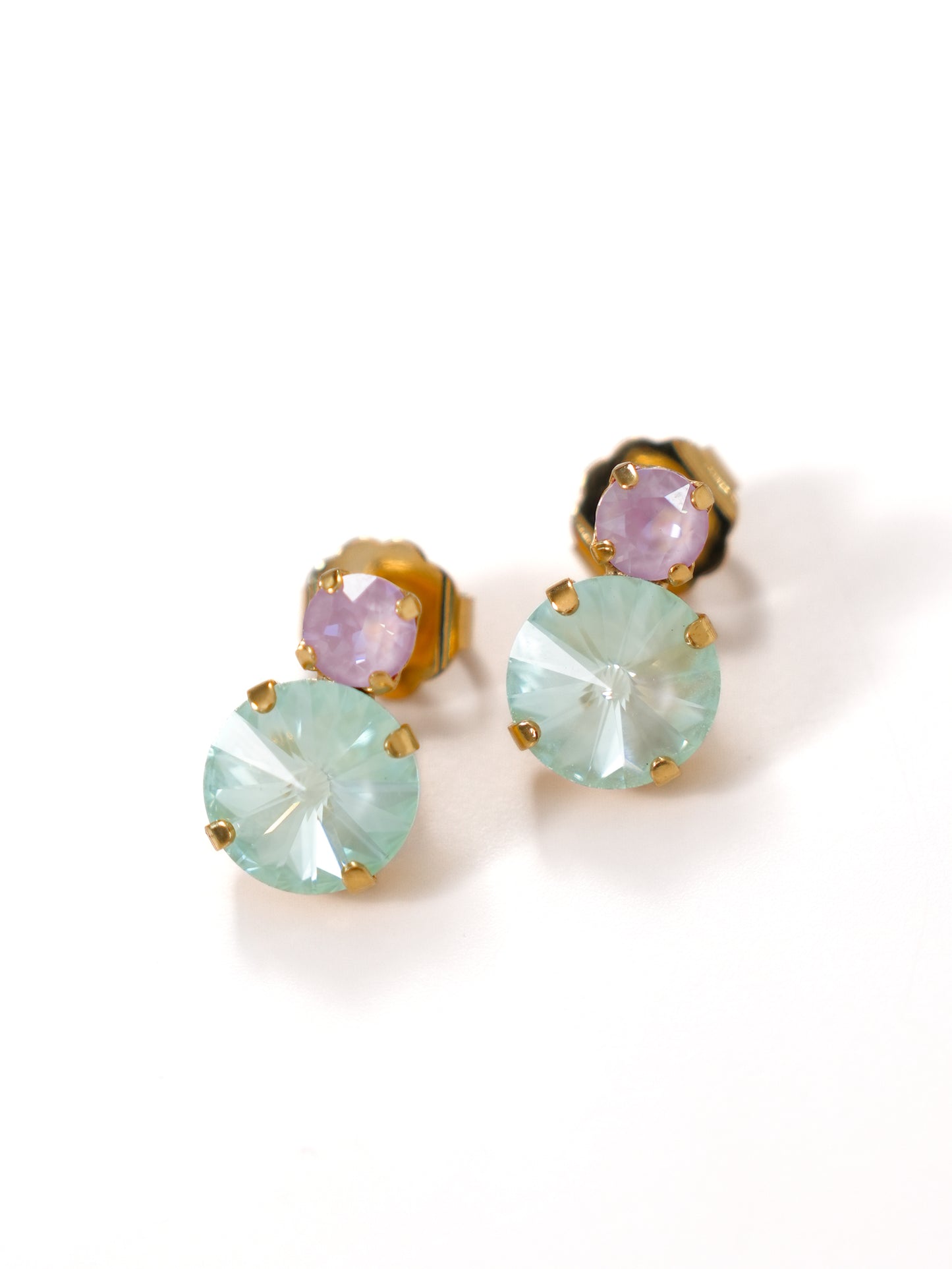 TOVA Baby Maegan Blush and Mint Crystal Drop Earrings