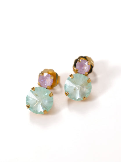 TOVA Baby Maegan Blush and Mint Crystal Drop Earrings