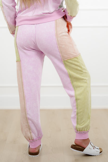 Color Blocked Elastic Waist Joggers