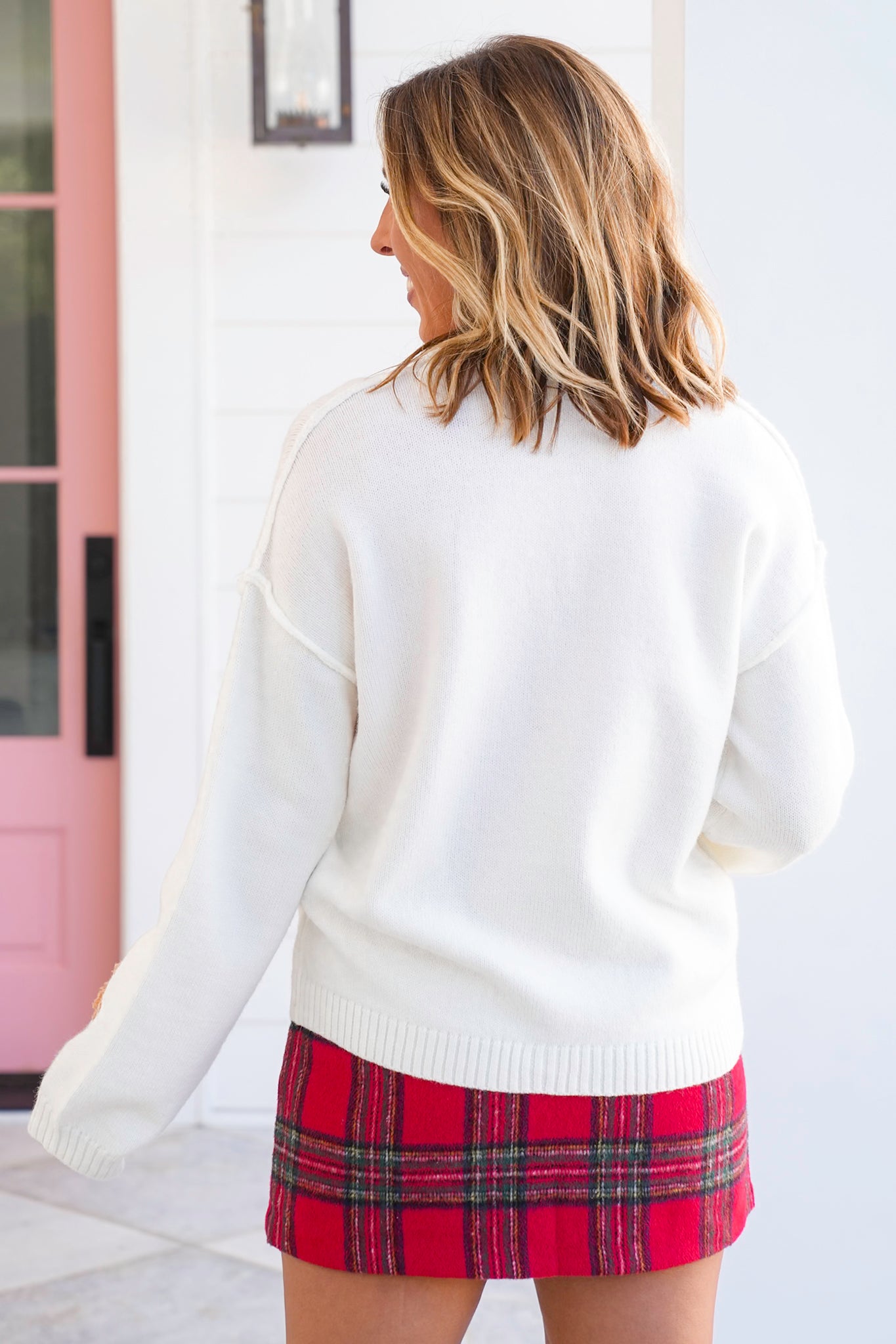 Long Sleeve Gingerbread Man Patch Button Down Cardigan