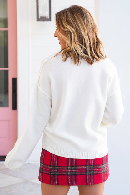 Long Sleeve Gingerbread Man Patch Button Down Cardigan
