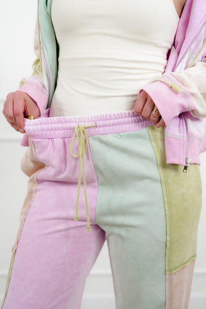 Color Blocked Elastic Waist Joggers