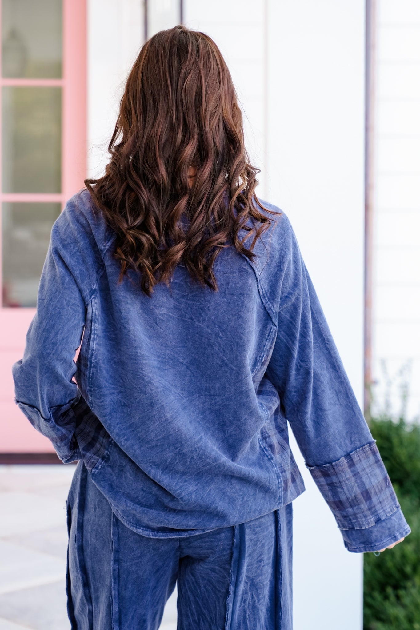 Mineral Washed Long Sleeve Top with Star Patch