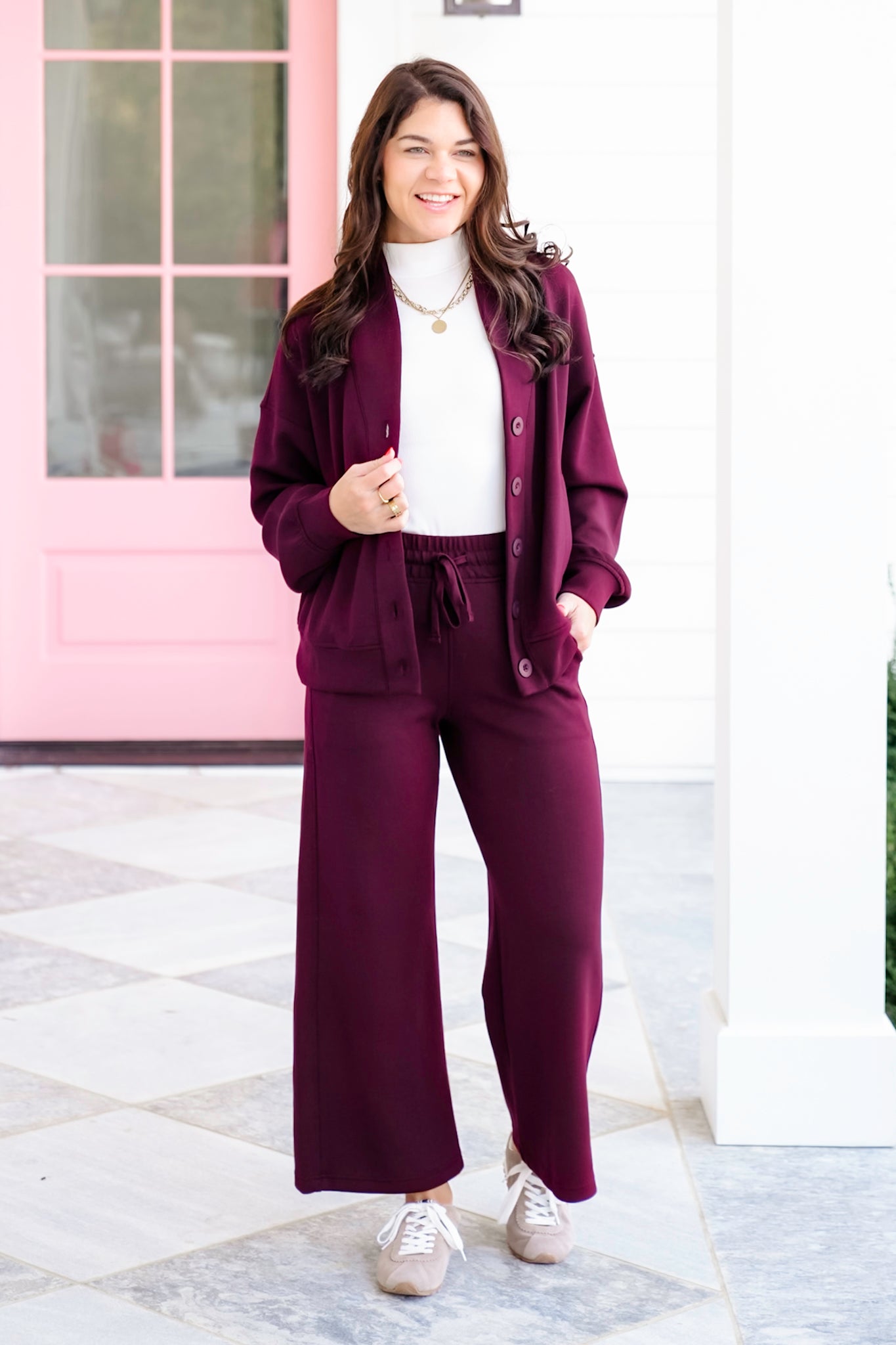 Scuba Elastic Waist Wide Leg Pants