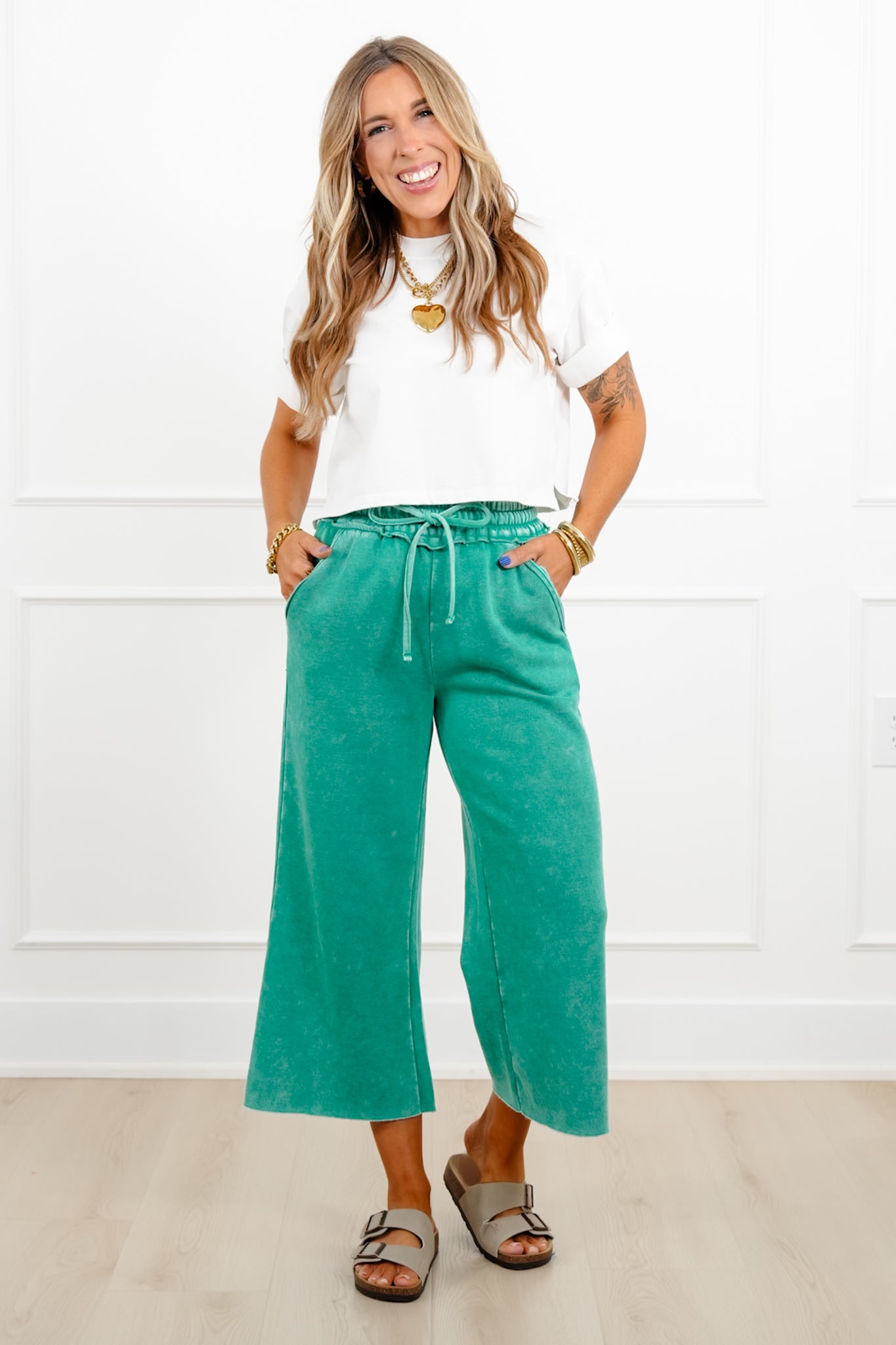 Door Buster! Zenana Acid Wash Fleece Palazzo Sweatpants with Pockets