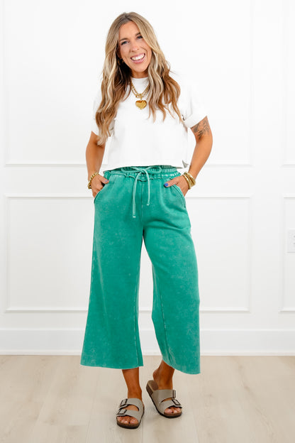 Door Buster! Zenana Acid Wash Fleece Palazzo Sweatpants with Pockets