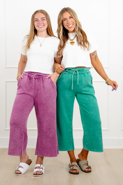 Door Buster! Zenana Acid Wash Fleece Palazzo Sweatpants with Pockets