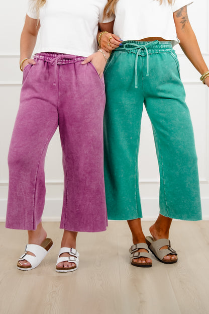 Door Buster! Zenana Acid Wash Fleece Palazzo Sweatpants with Pockets