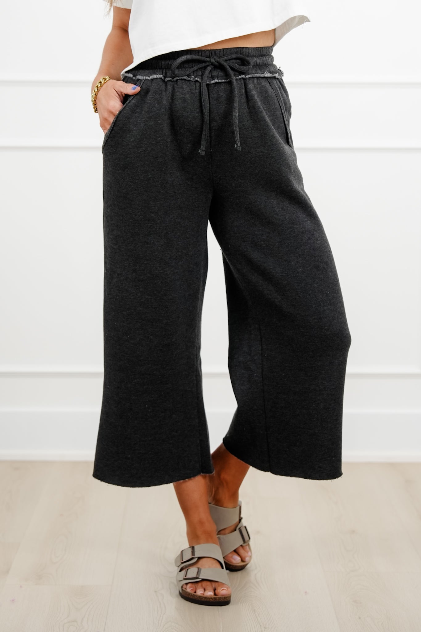 Door Buster! Zenana Acid Wash Fleece Palazzo Sweatpants with Pockets