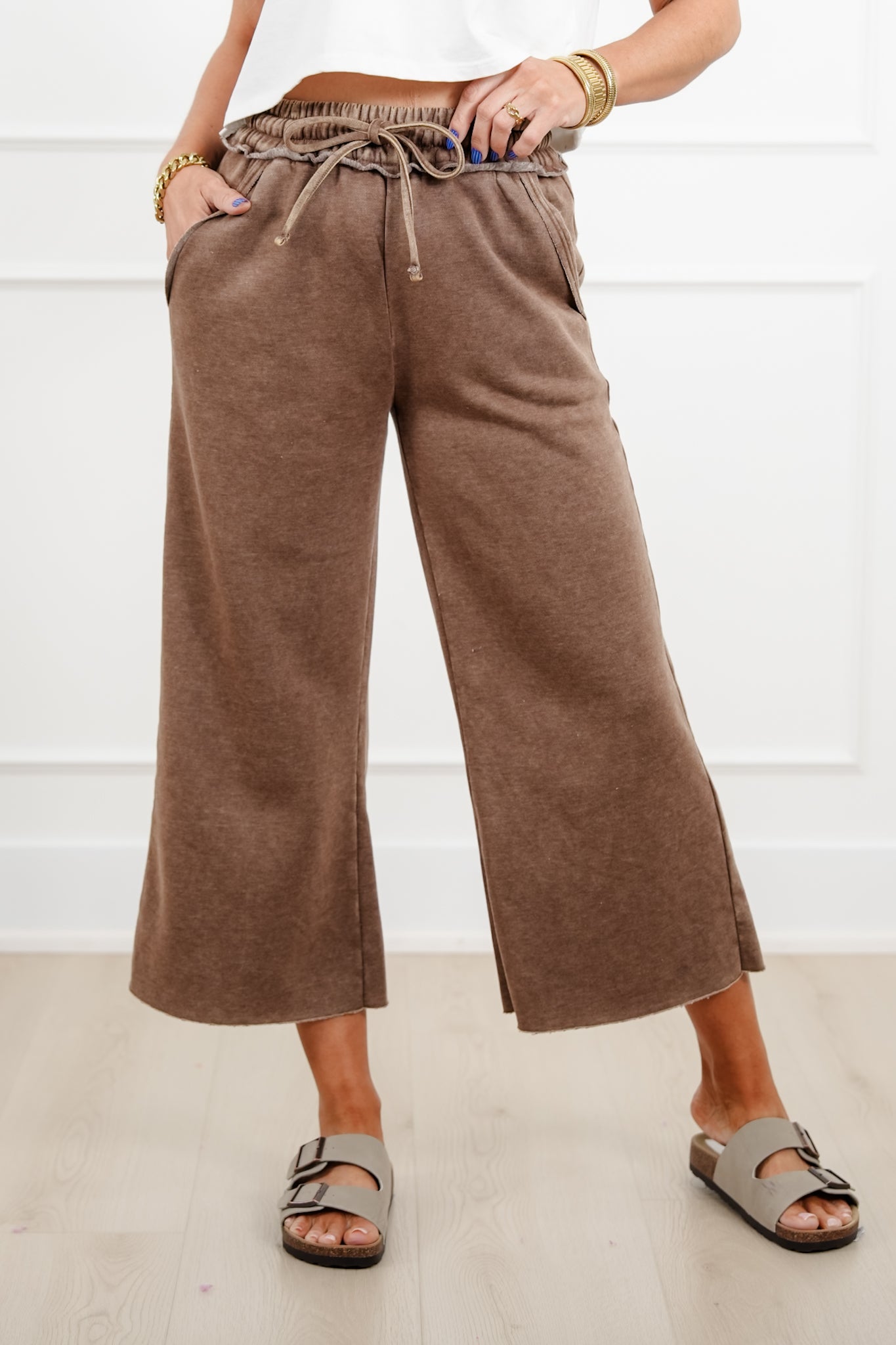 Door Buster! Zenana Acid Wash Fleece Palazzo Sweatpants with Pockets