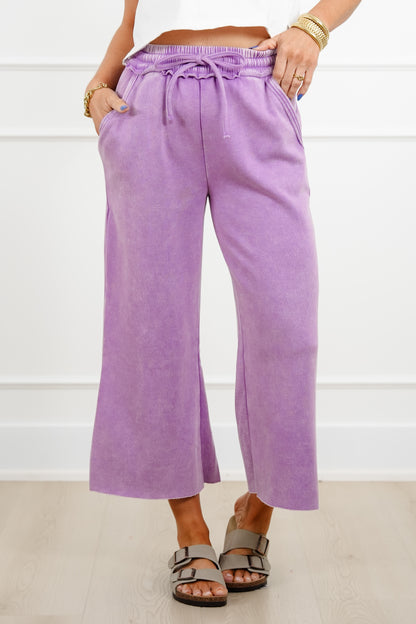 Door Buster! Zenana Acid Wash Fleece Palazzo Sweatpants with Pockets