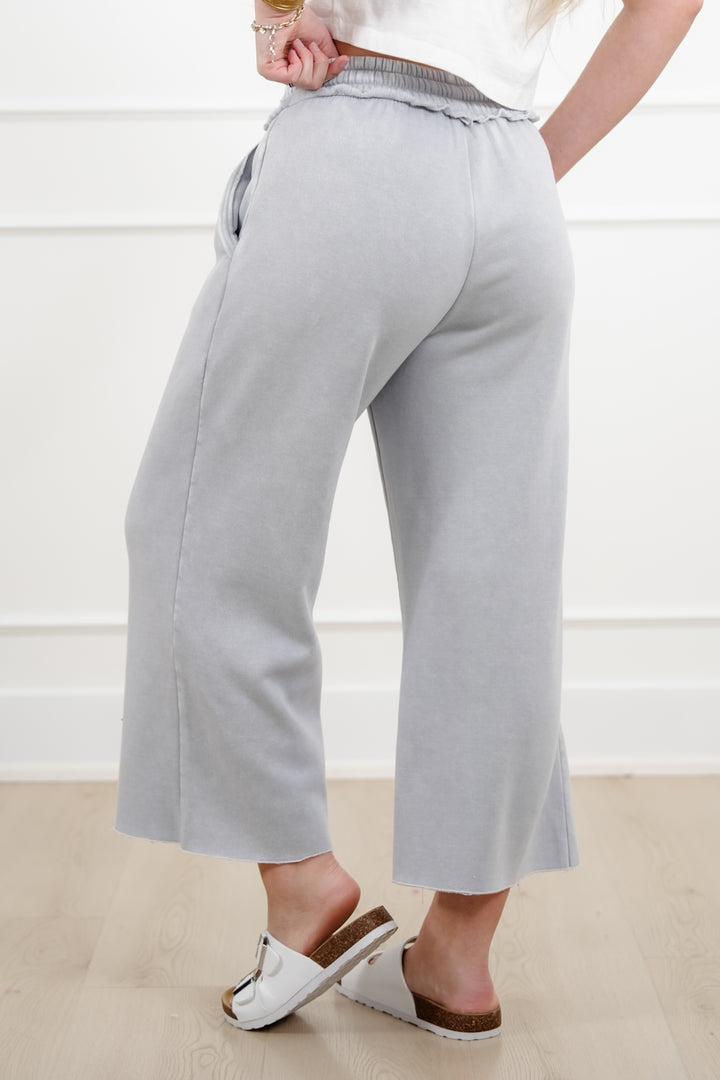 Door Buster! Zenana Acid Wash Fleece Palazzo Sweatpants with Pockets - Freckled Poppy