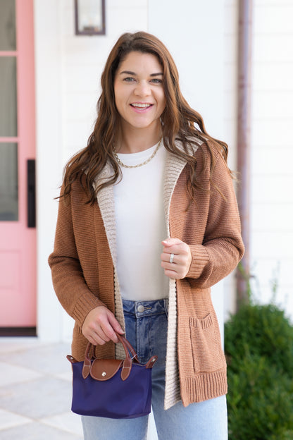 Hooded Long Sleeve Double Layer Cardigan Sweater