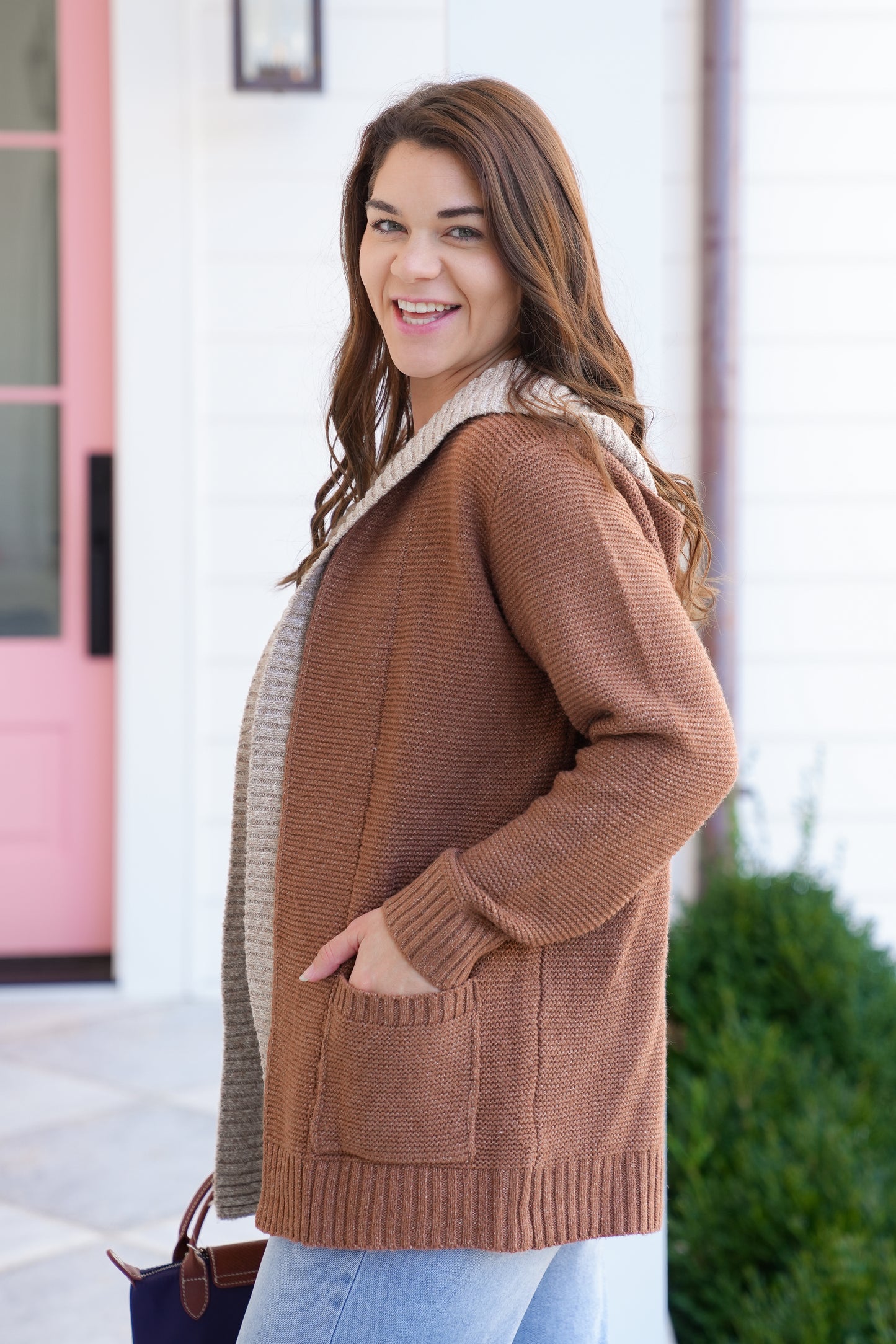 Hooded Long Sleeve Double Layer Cardigan Sweater