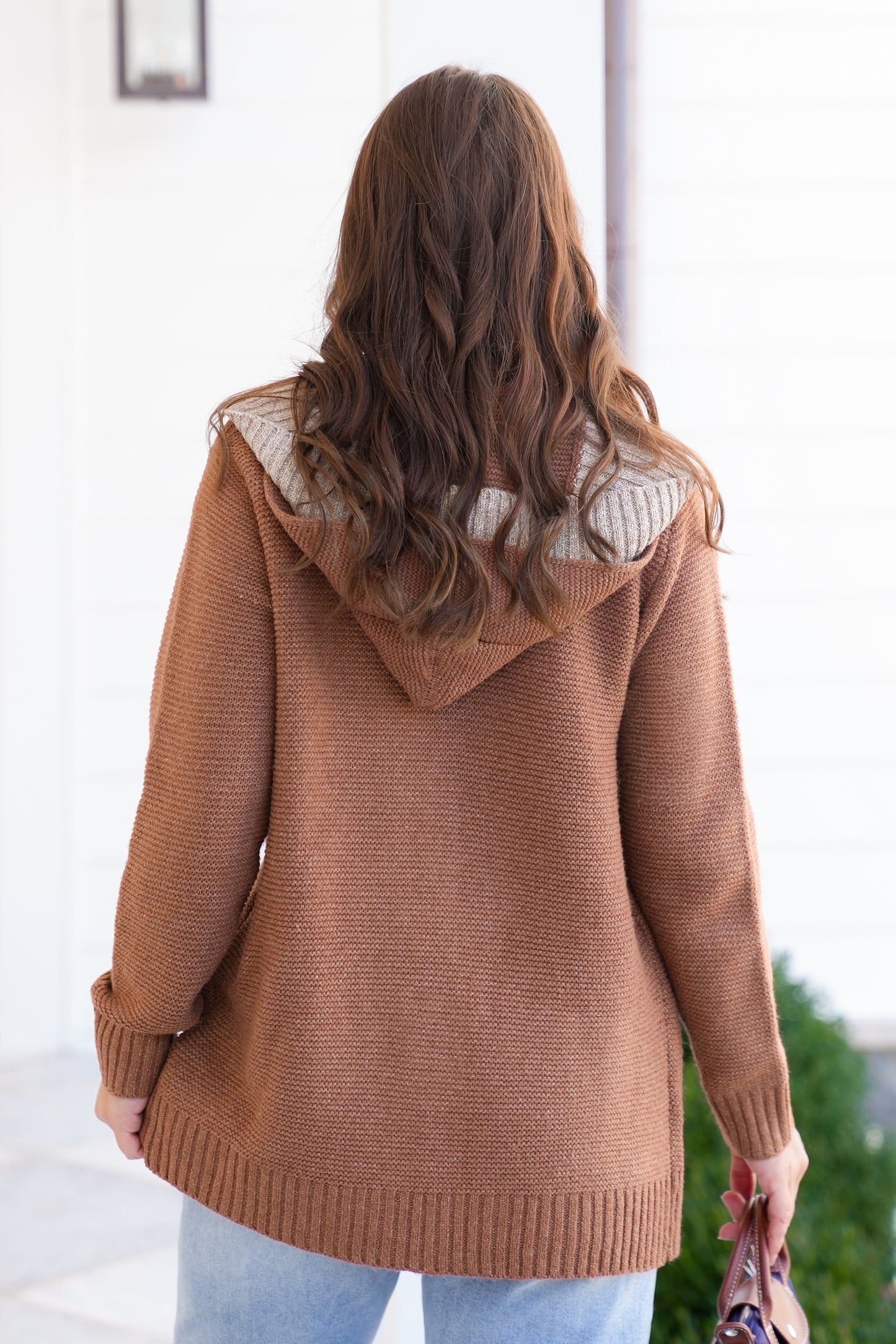 Hooded Long Sleeve Double Layer Cardigan Sweater