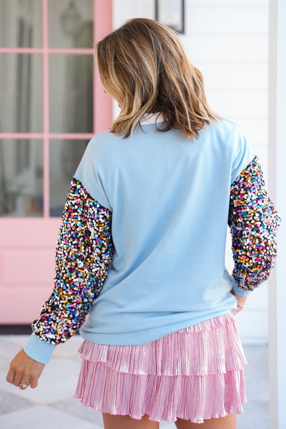 Plus/Reg Long Sequin Sleeve Nutcracker Sweatshirt