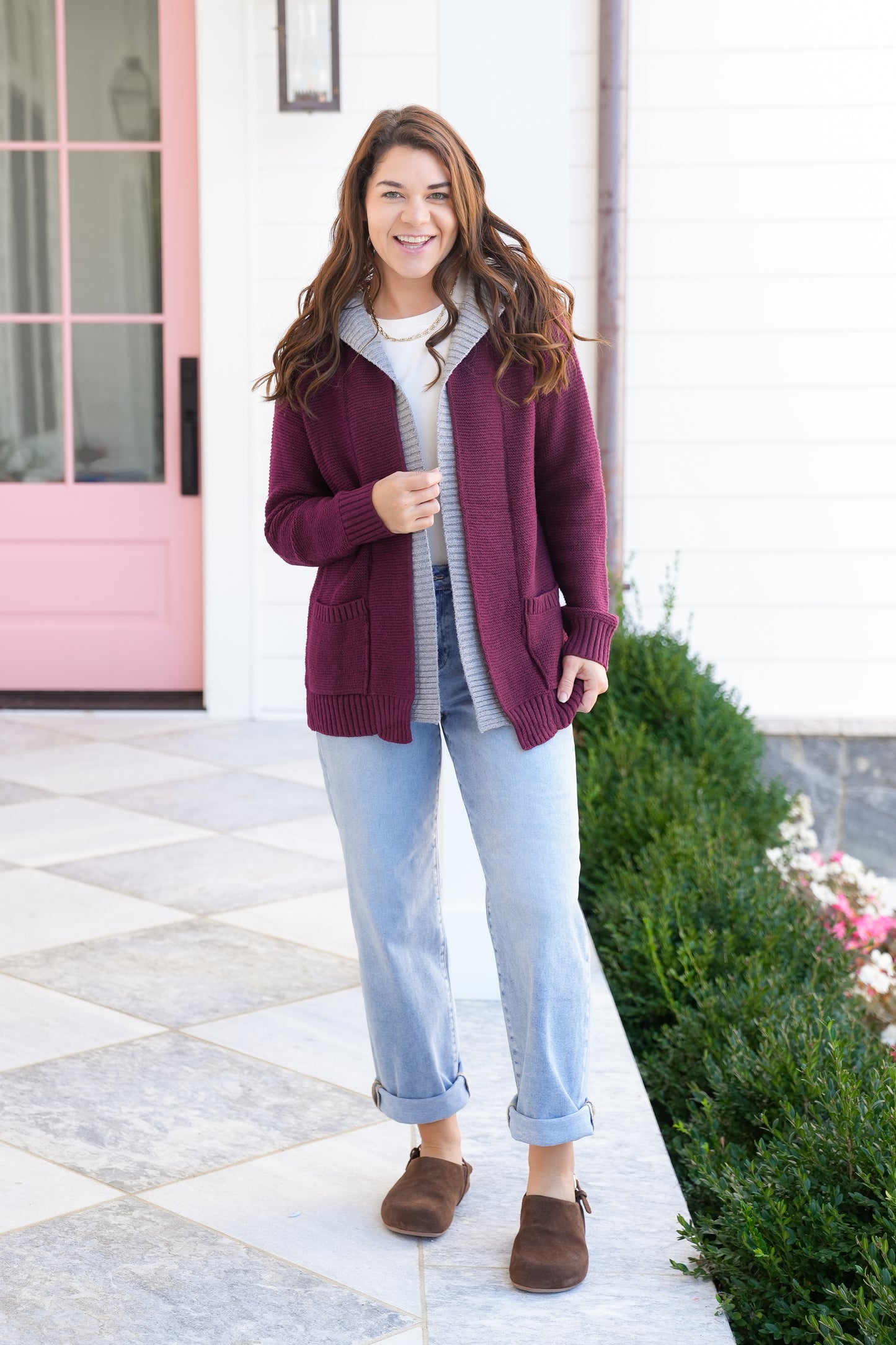 Hooded Long Sleeve Double Layer Cardigan Sweater