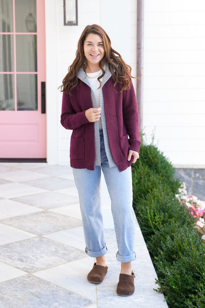 Hooded Long Sleeve Double Layer Cardigan Sweater