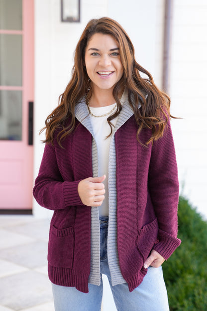 Hooded Long Sleeve Double Layer Cardigan Sweater