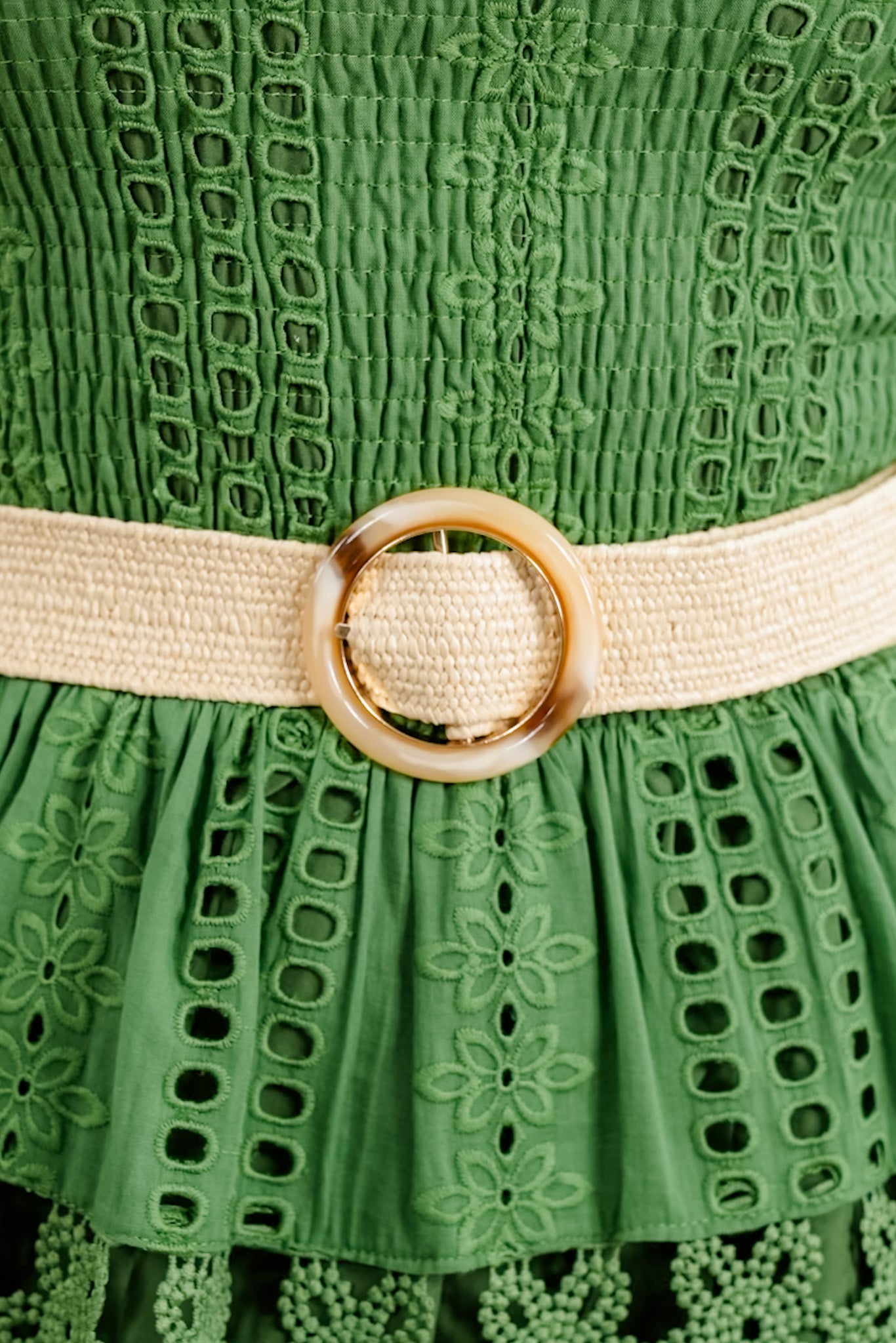 Wide Braided Belt With Round Textured Buckle