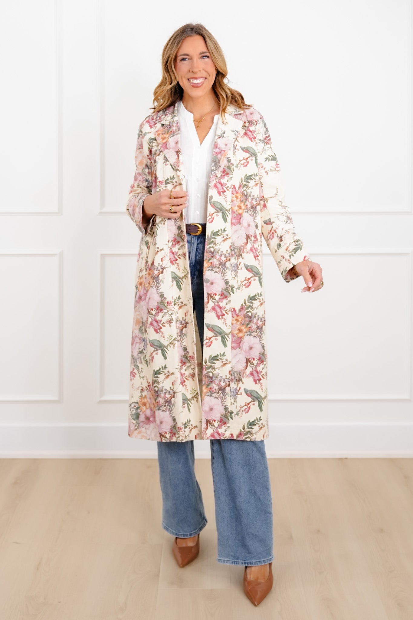 Plus/Reg Floral Print Long Sleeve Jacket