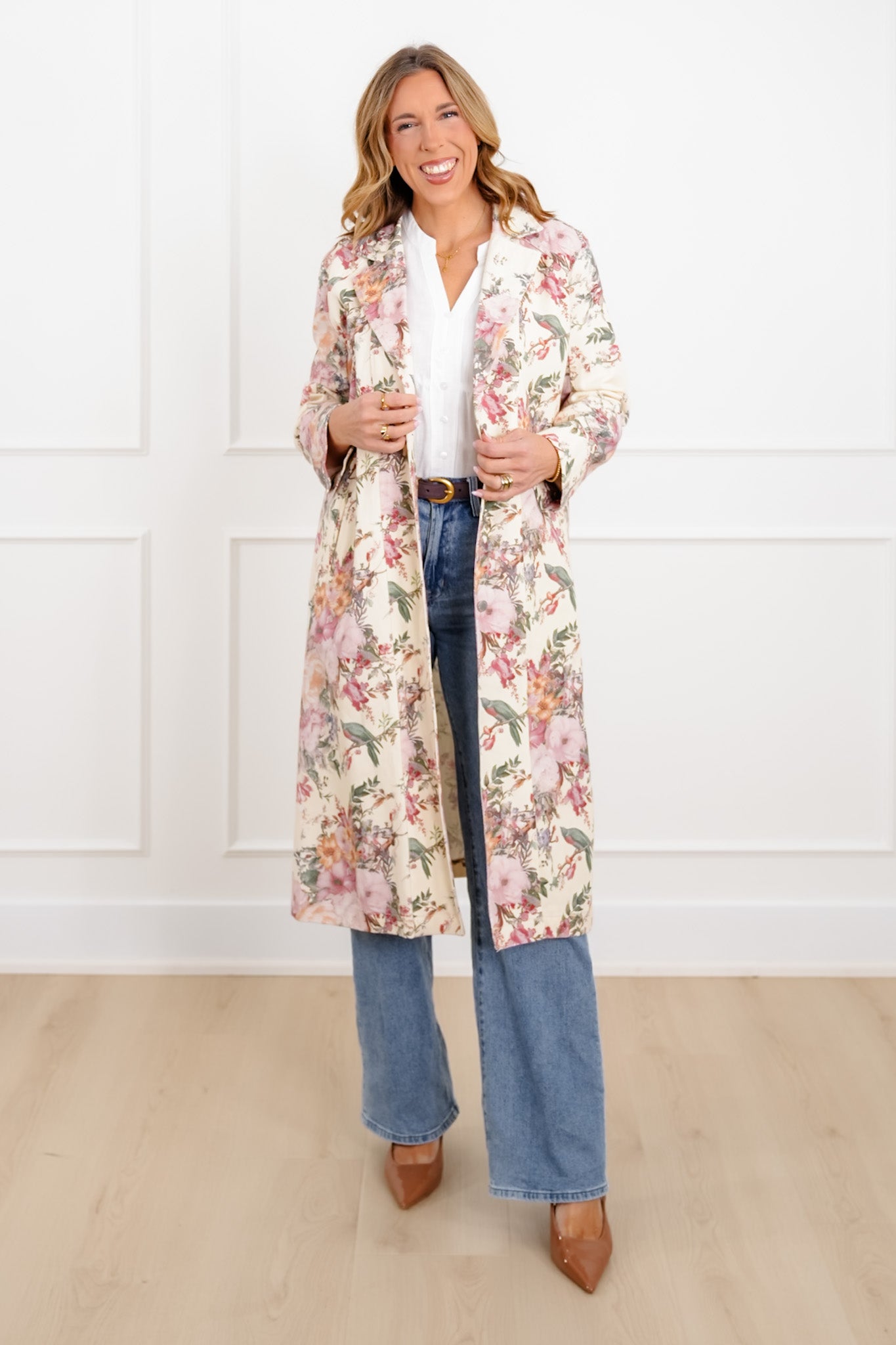 Plus/Reg Floral Print Long Sleeve Jacket