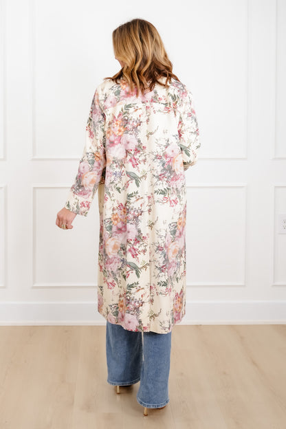 Plus/Reg Floral Print Long Sleeve Jacket